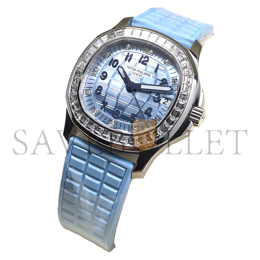 PATEK PHILIPPE AQUANAUT 18CT WHITE GOLD BLUE MOP WATCH 5072G-001